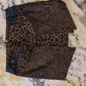 English Rose Leopard Print Mini Skirt Women’s Medium Studded Animal Print Y2K